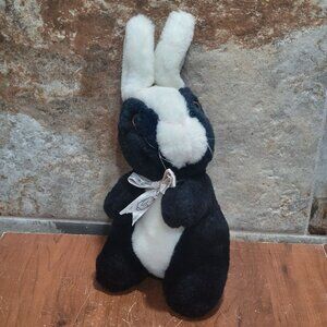 Vintage Sunsational Black White Bunny Plush Toy Rabbit Stuffed Animal